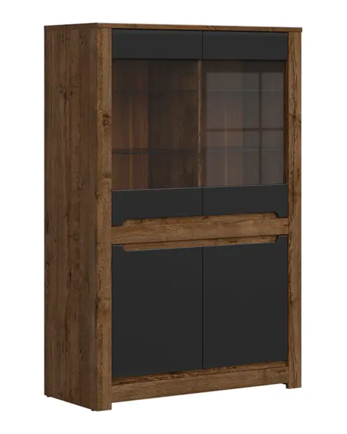 Vitrina Ruso 104 cm con 4 puertas roble april/negro mate