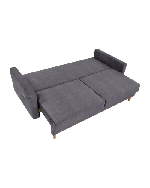 Torent three-seater velvet sofa bed gray