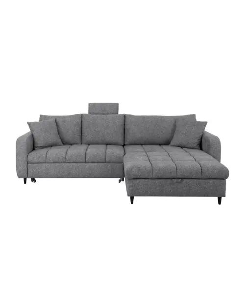 Sofá rinconera universal Twist New desplegable con arcón gris