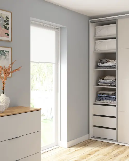 Sliding wardrobe Flex 120 cm with mirror white/cashmere
