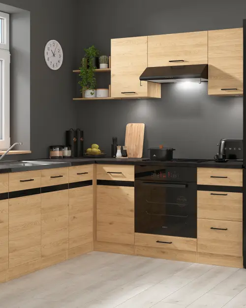 Conjunto de cocina rinconera Junona Line 200x220 derecho roble bernstein sin encimera