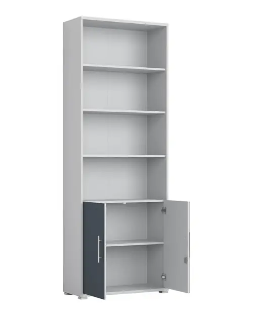 Estantería Office Lux 79 cm con 2 puertas y 4 estantes gris claro