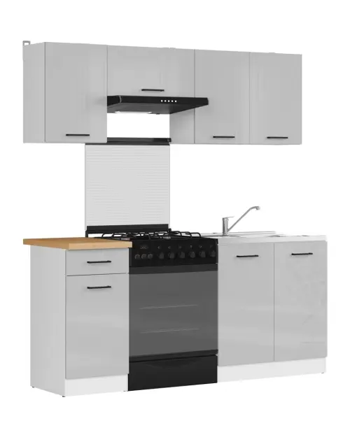 Zestaw kuchenny Junona Line 180 cm jasnoszary połysk z blatem